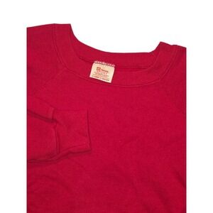 Vintage Hanes Sport Sweatshirt USA Made Blank Red Raglan Crewneck XL 90s